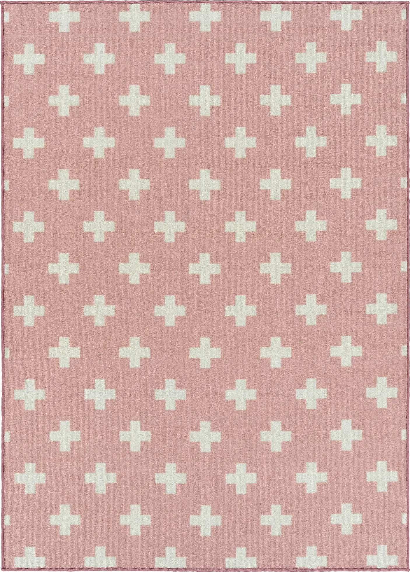 Kids Swiss Cross Pink 5' x 7' Rug
