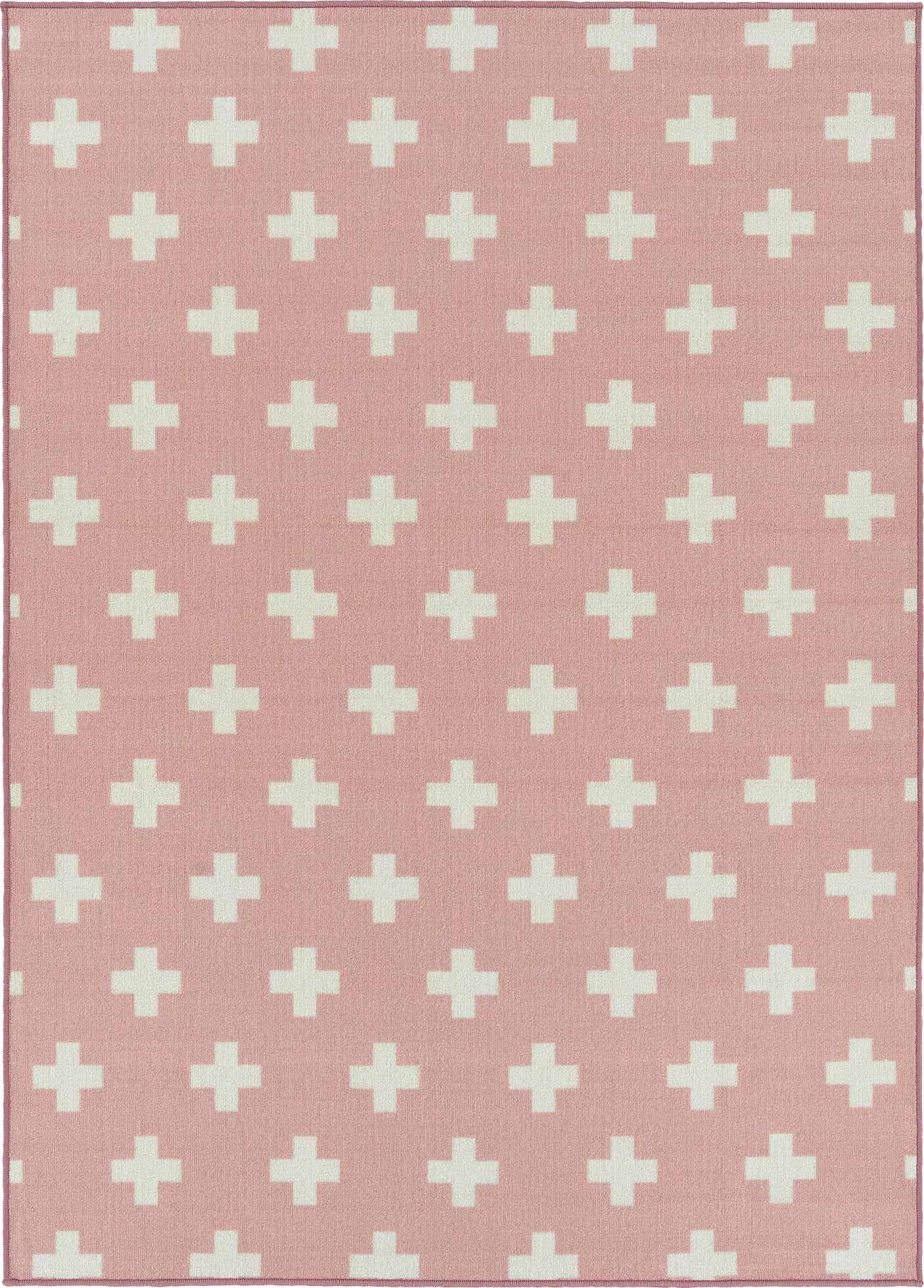 Kids Swiss Cross Pink 7' x 9' Rug - Image 1