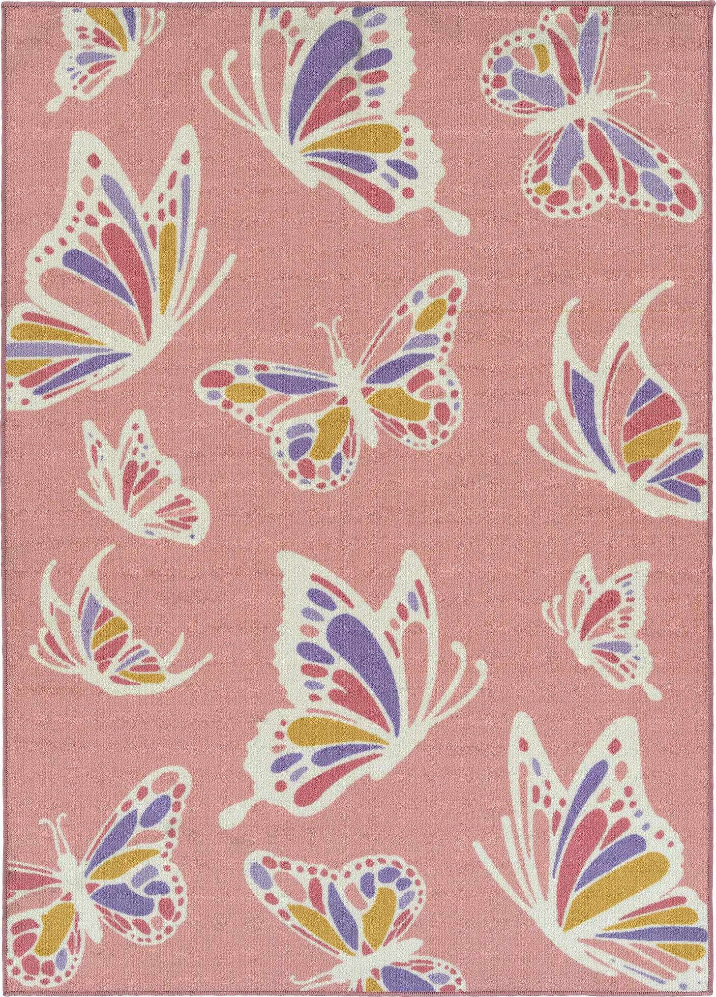 Butterfly Spice Pink,White Rugs | Rooms to Go