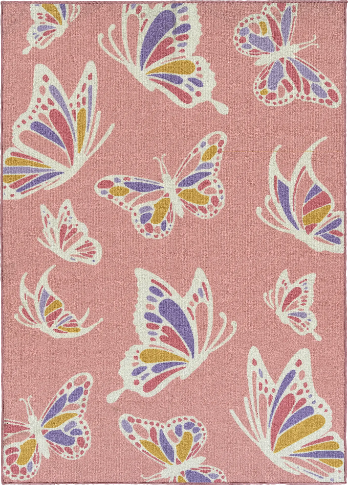 Kids Butterfly Spice Pink 7' x 9' Rug