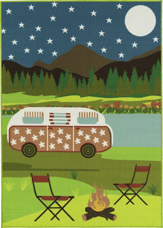 Kids Bambrey Green 5' x 7' Rug