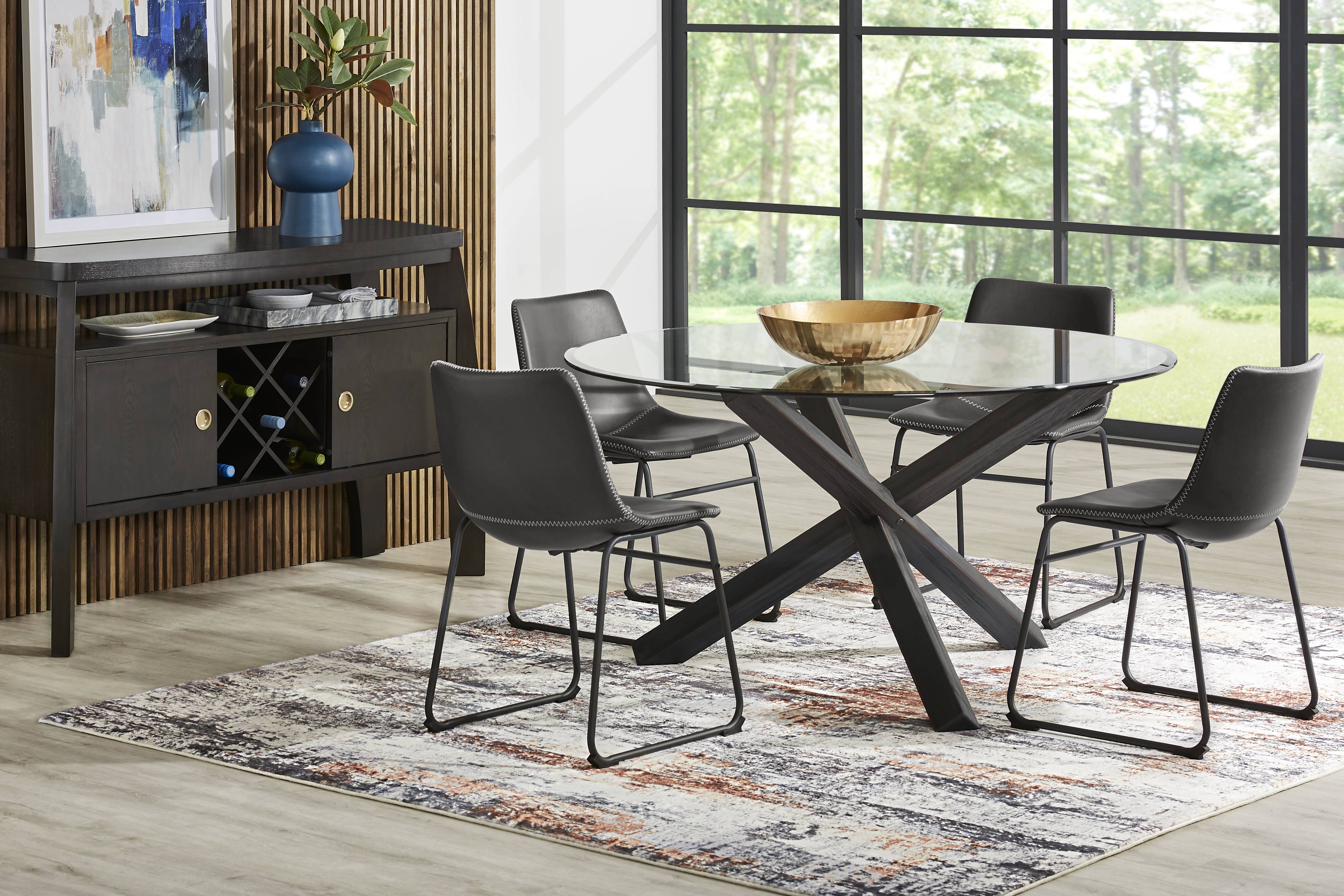 Hollybrooke Black 5 Pc Round Dining Room with Gray Chairs - Thumbnail - Image 1