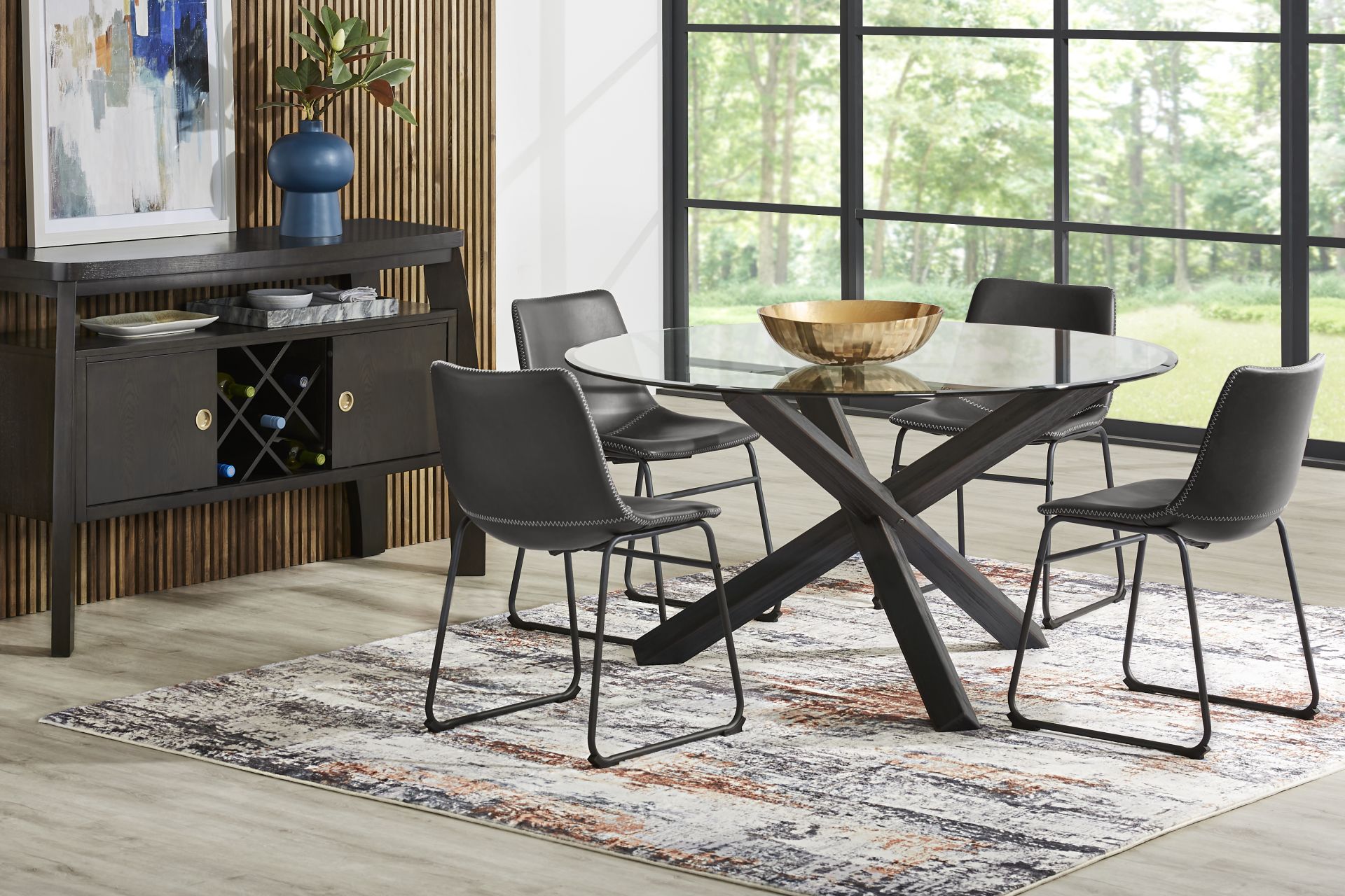 Hollybrooke Black 5 Pc Round Dining Room with Gray Chairs - Image 1