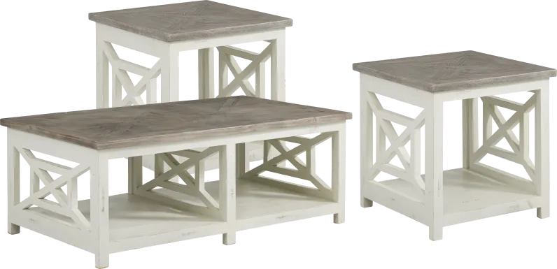 Danusa White 3 Pc Table Set