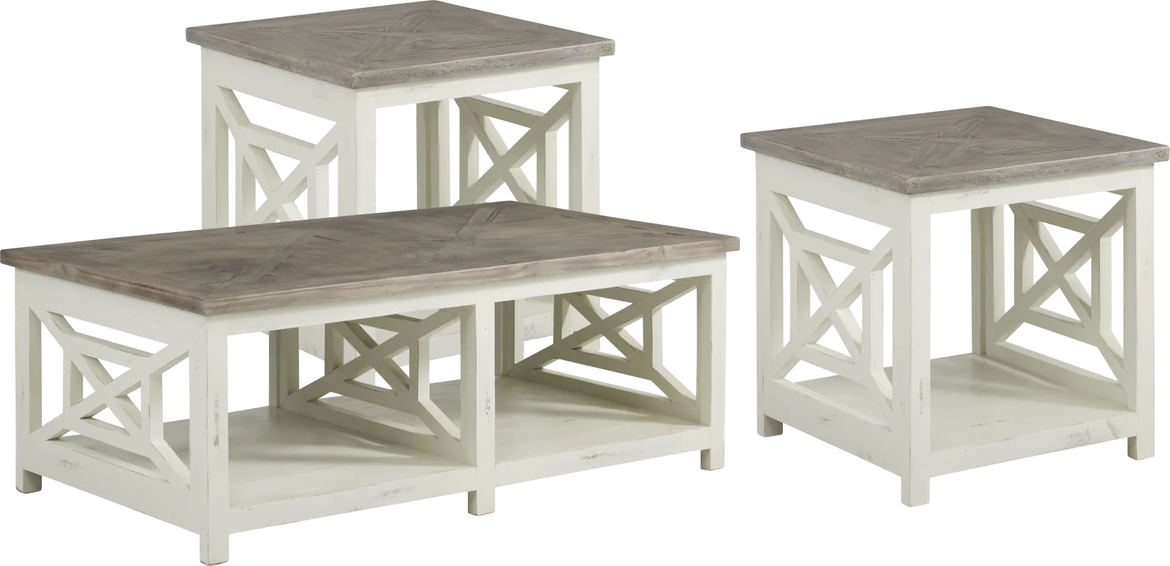 Danusa White 3 Pc Table Set