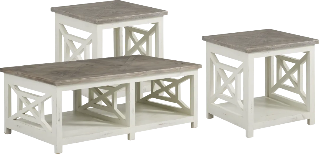 Danusa White 3 Pc Table Set