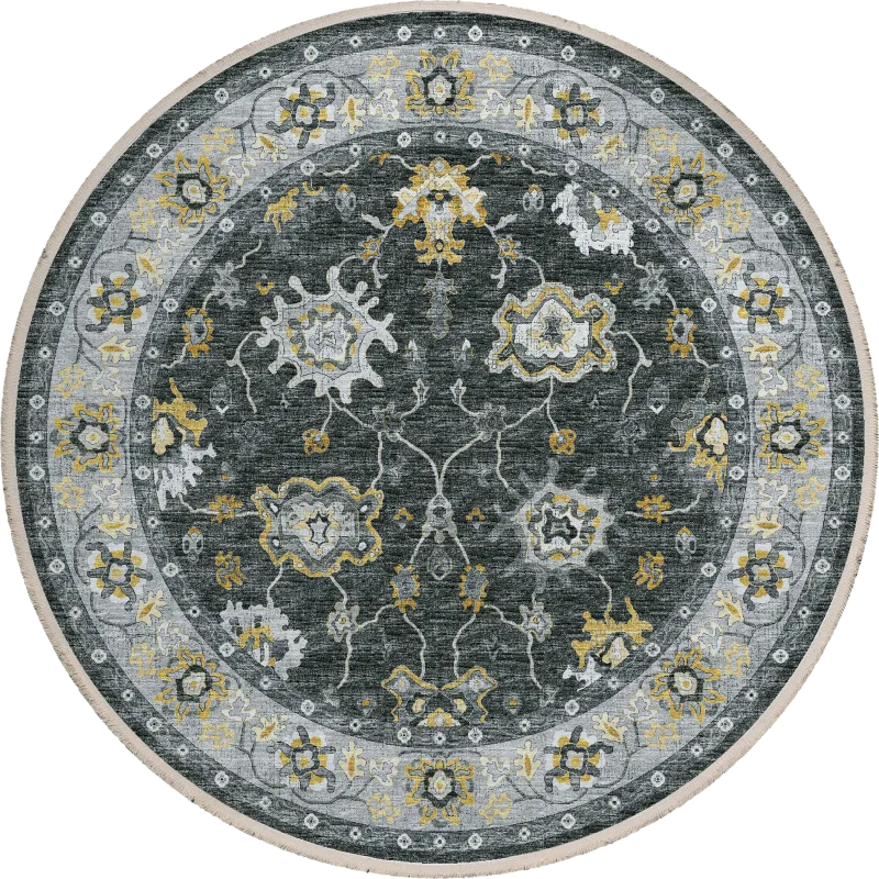 Medrick Black 8' Round Rug
