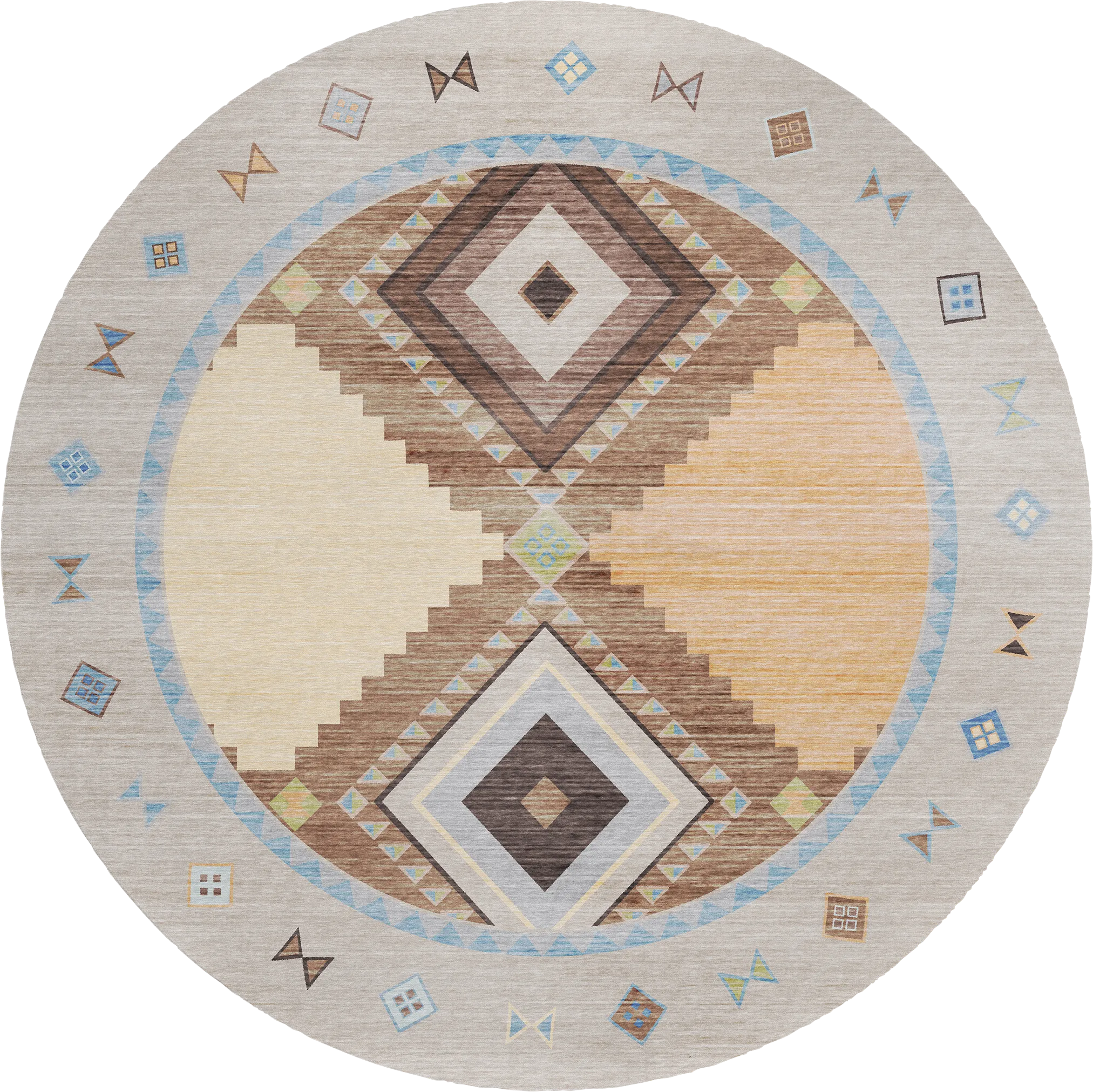 Lawnbrook Beige/Multi 8' Round Rug - Thumbnail - Image 1