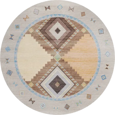 Lawnbrook Beige/Multi 8' Round Rug