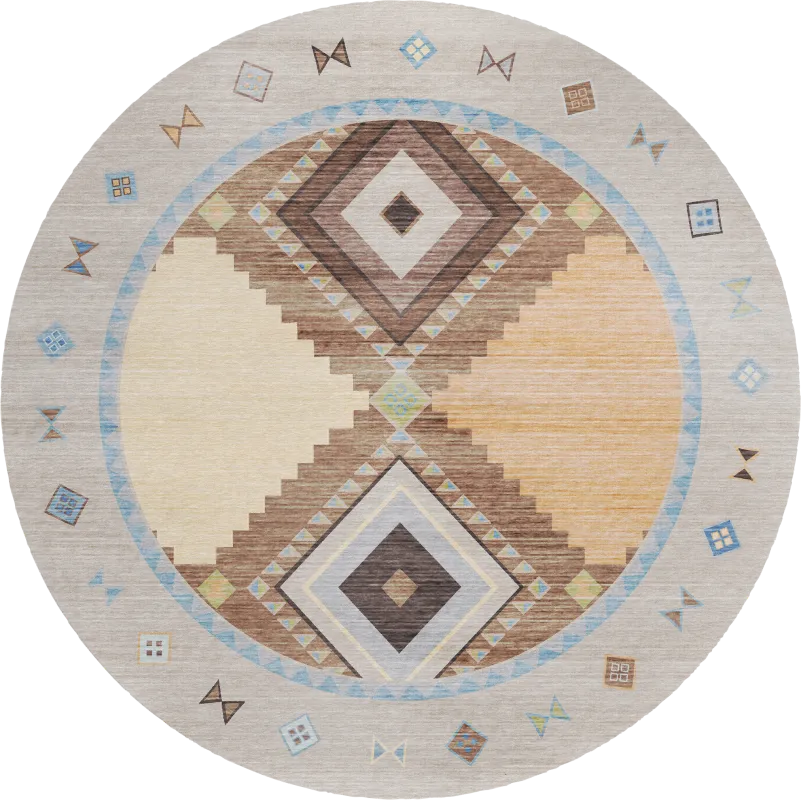 Lawnbrook Beige/Multi 8' Round Rug