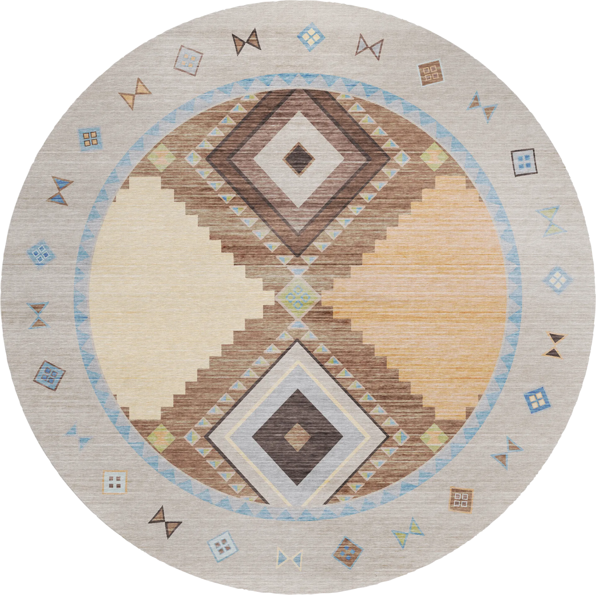 Lawnbrook Beige/Multi 8' Round Rug - Image 1