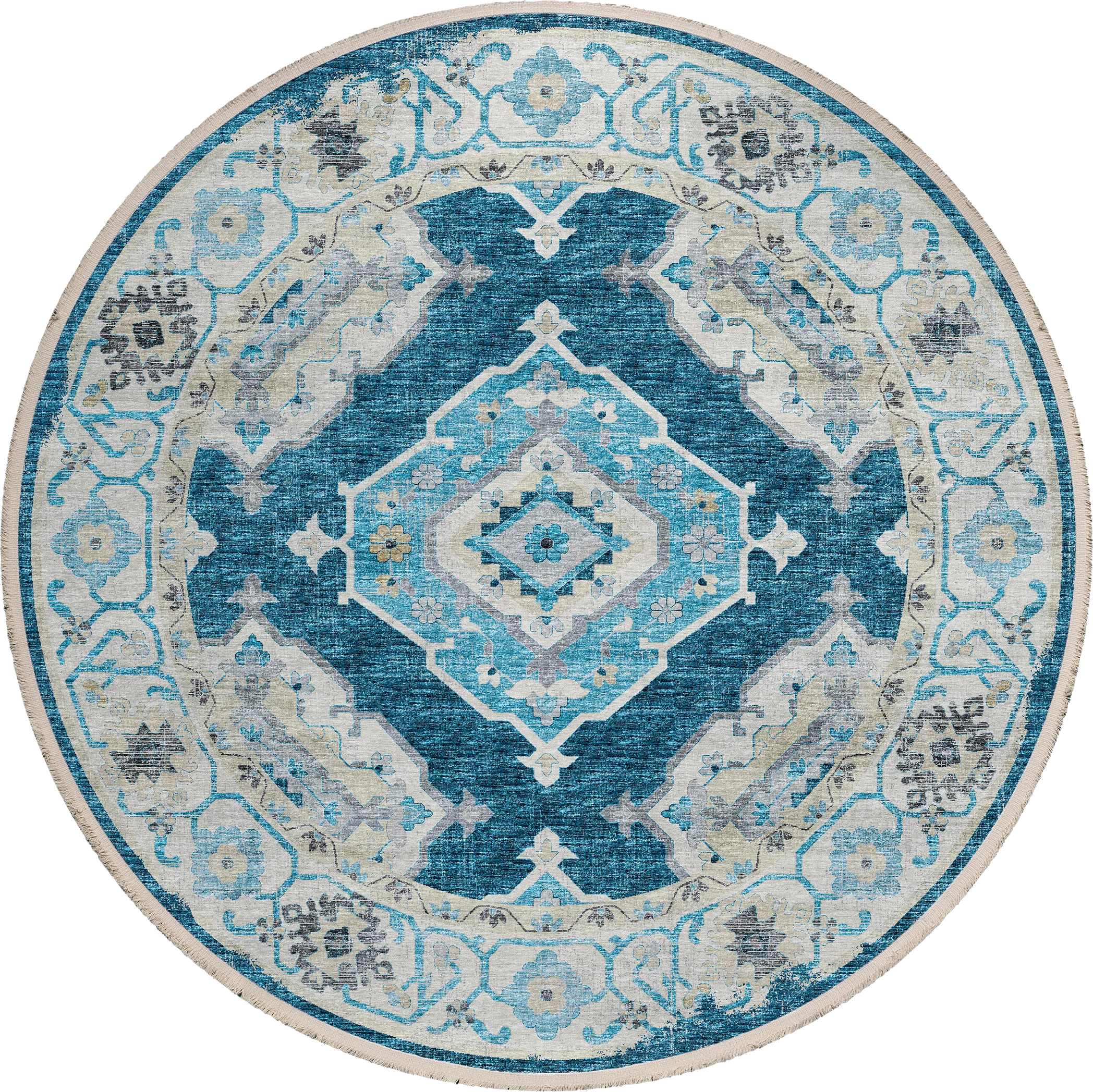 Quandry Blue 8' Round Rug - Thumbnail - Image 1
