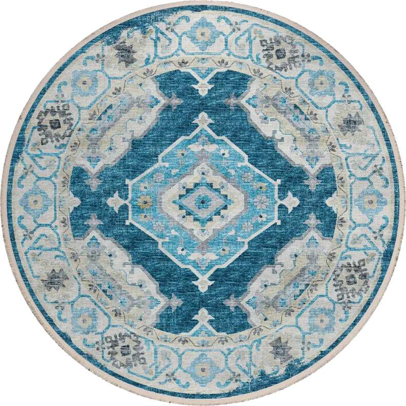 Quandry Blue 8' Round Rug