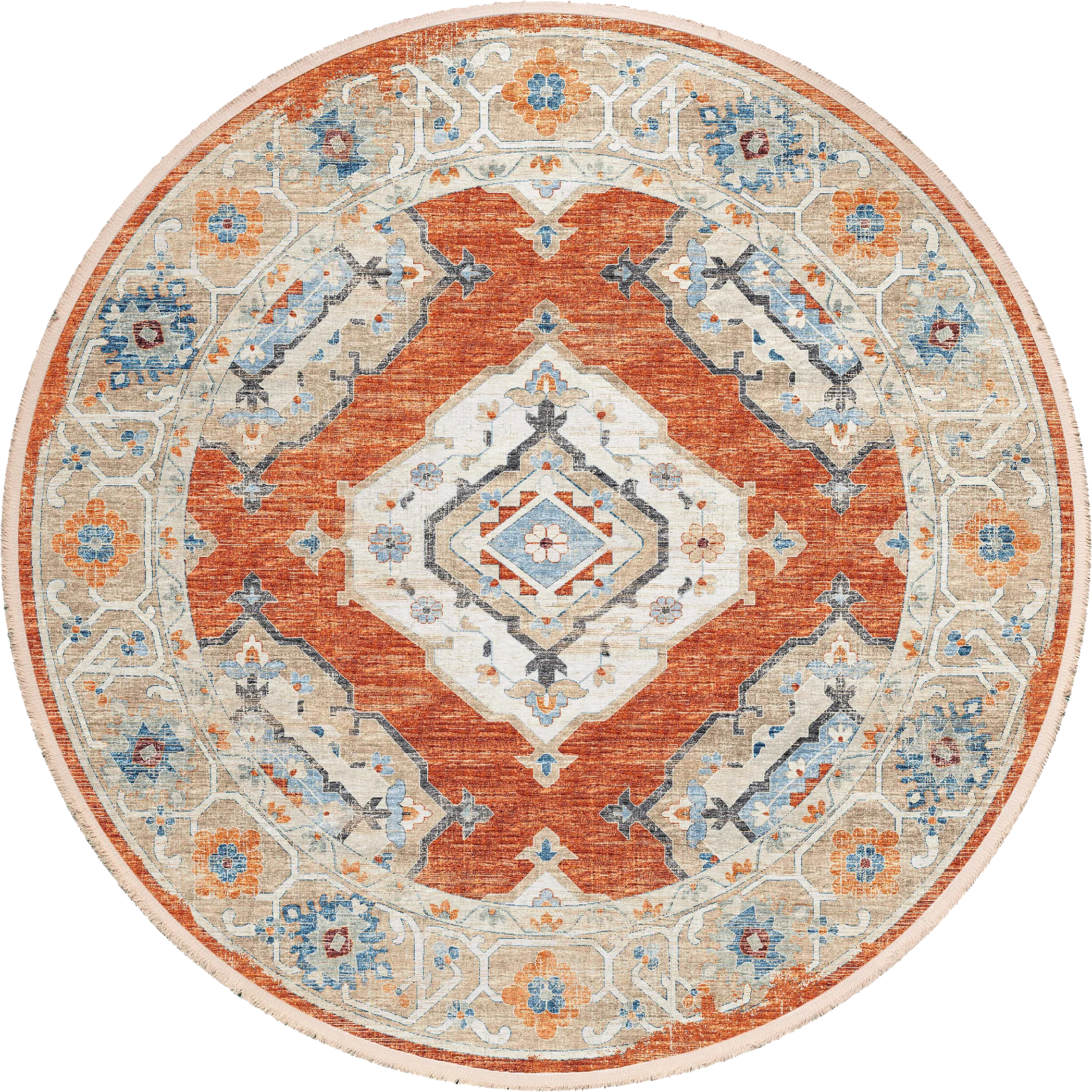 Quandry Red 8' Round Rug - Thumbnail - Image 1