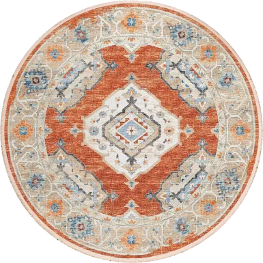 Quandry Red 8' Round Rug
