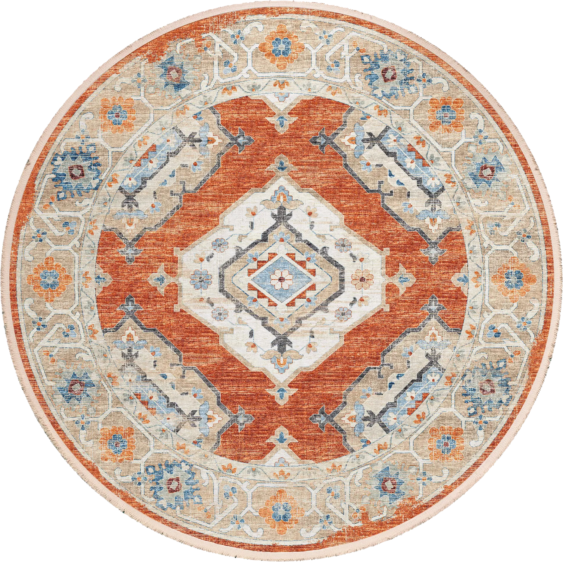 Quandry Red 8' Round Rug