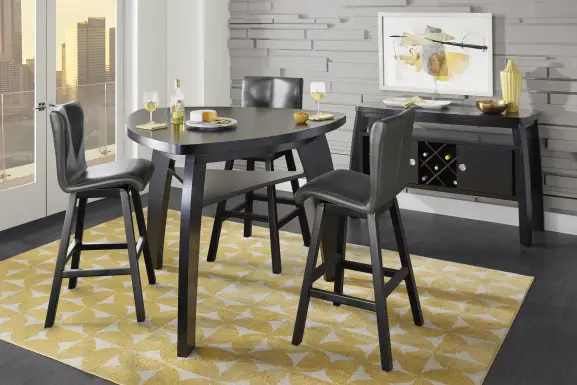 Cider Creek Chocolate 4 Pc Bar Height Dining Room With Gray Stools