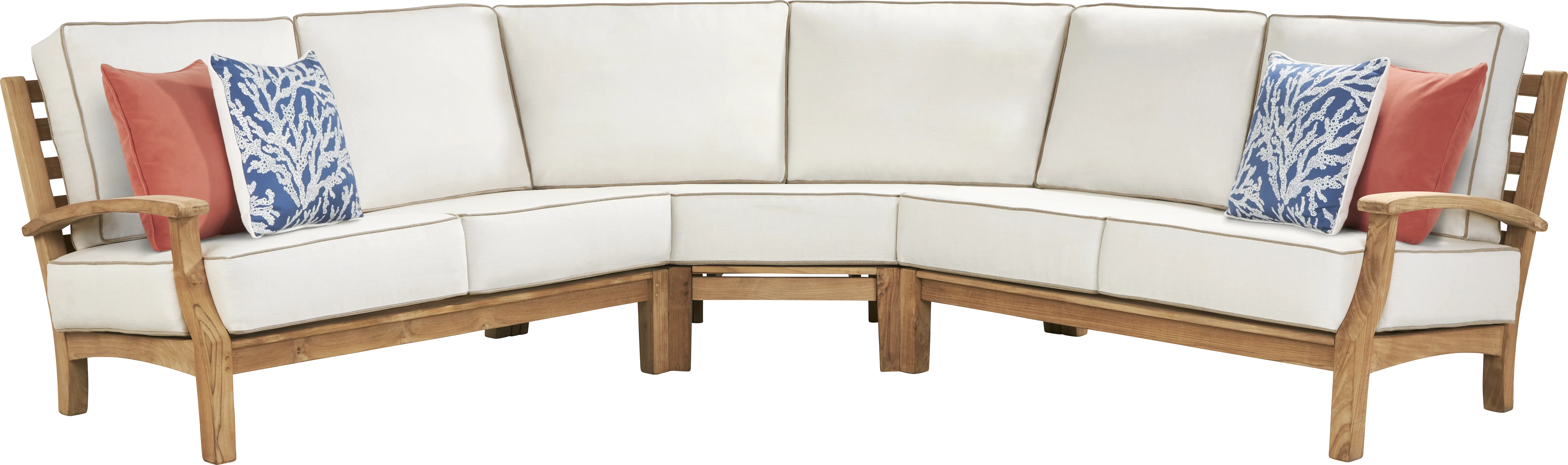 Pleasant Bay Teak 3 Pc Outdoor Sectional with Vapor Cushions - Thumbnail - Image 1