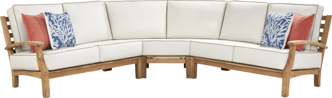 Pleasant Bay Teak 3 Pc Outdoor Sectional with Vapor Cushions