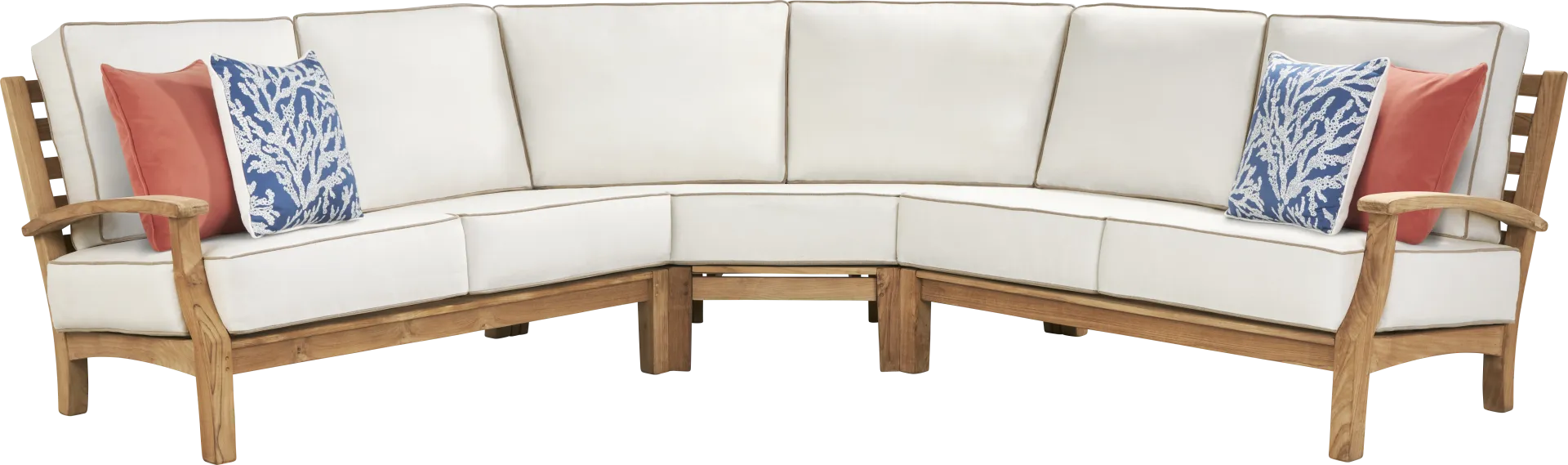 Pleasant Bay Teak 3 Pc Outdoor Sectional with Vapor Cushions - Image 1