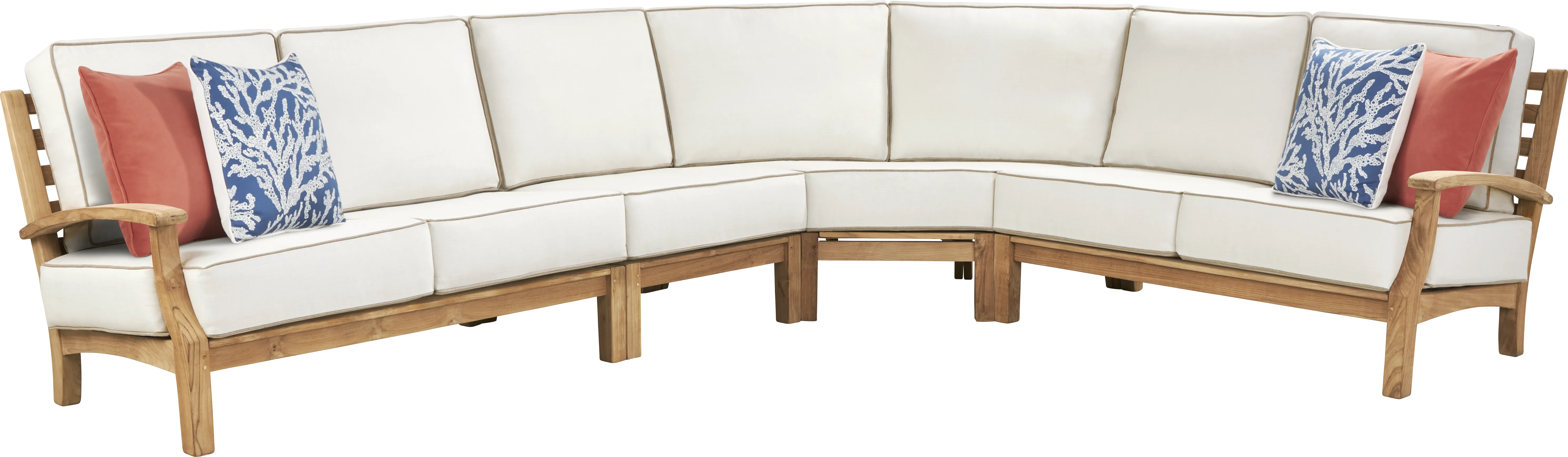 Pleasant Bay Teak 4 Pc Outdoor Sectional with Vapor Cushions - Thumbnail - Image 1