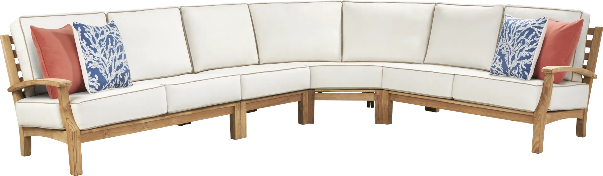 Pleasant Bay Teak 4 Pc Outdoor Sectional with Vapor Cushions - Image 1