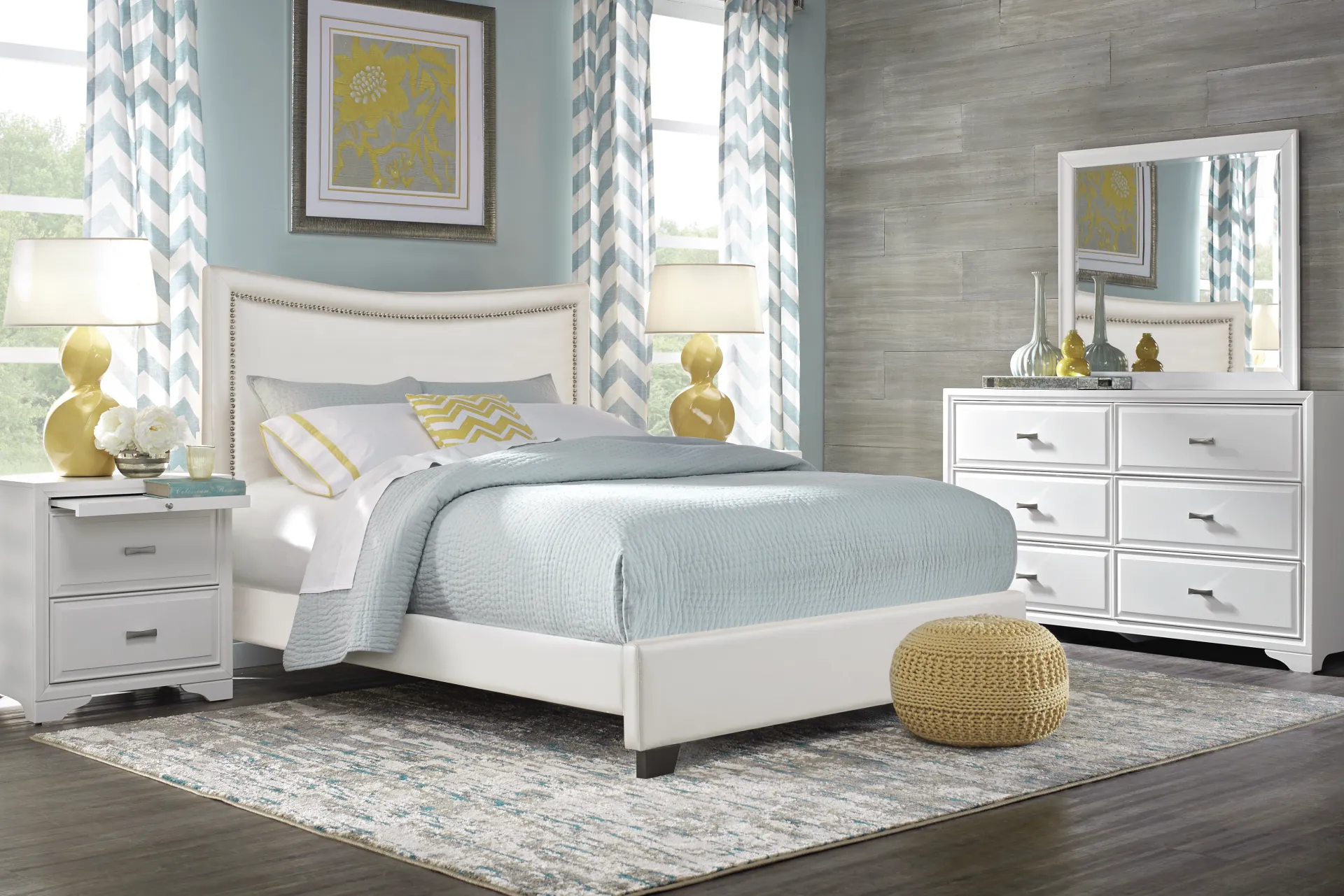 Genoa II Ivory 3 Pc King Upholstered Bed - Image 1