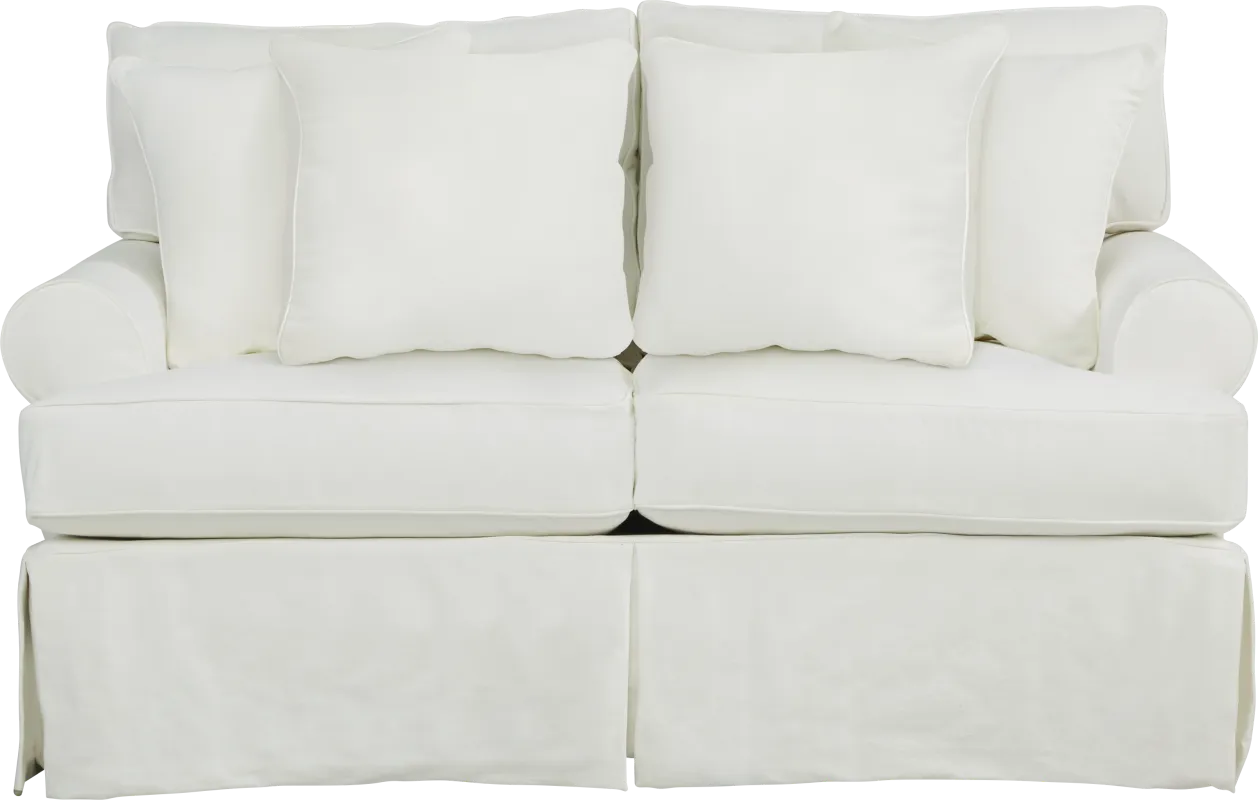 Beachside Walk White Slipcover Loveseat