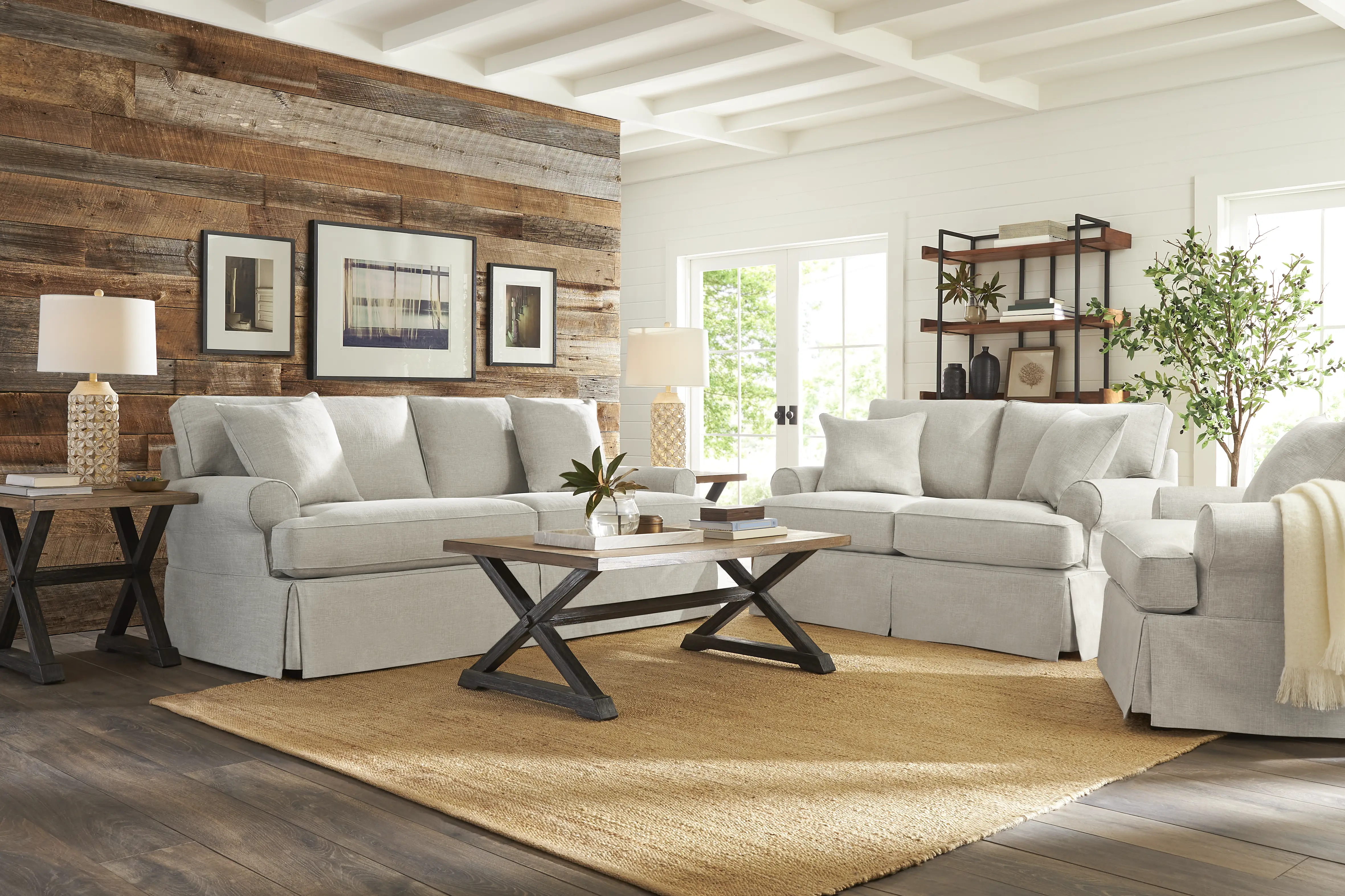 Beachside Walk Linen Slipcover 5 Pc Living Room - Thumbnail - Image 1