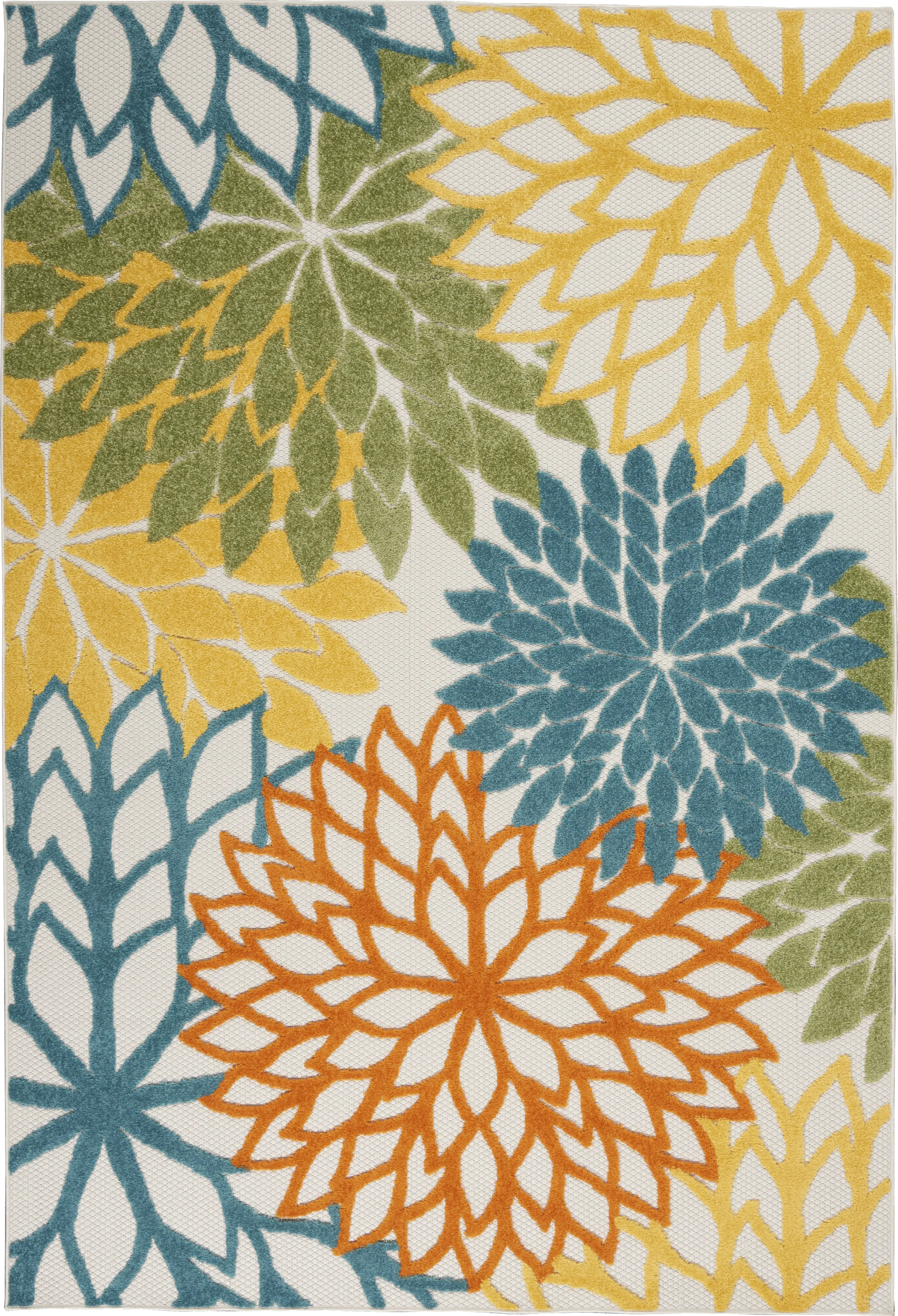 Winthrone Turquoise/Multi 5'3 x 7'5 Indoor/Outdoor Rug - Thumbnail - Image 1