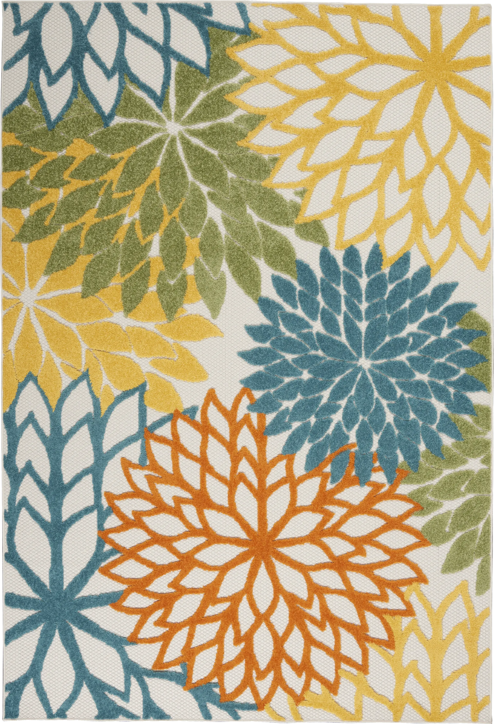 Winthrone Turquoise/Multi 5'3 x 7'5 Indoor/Outdoor Rug - Image 1