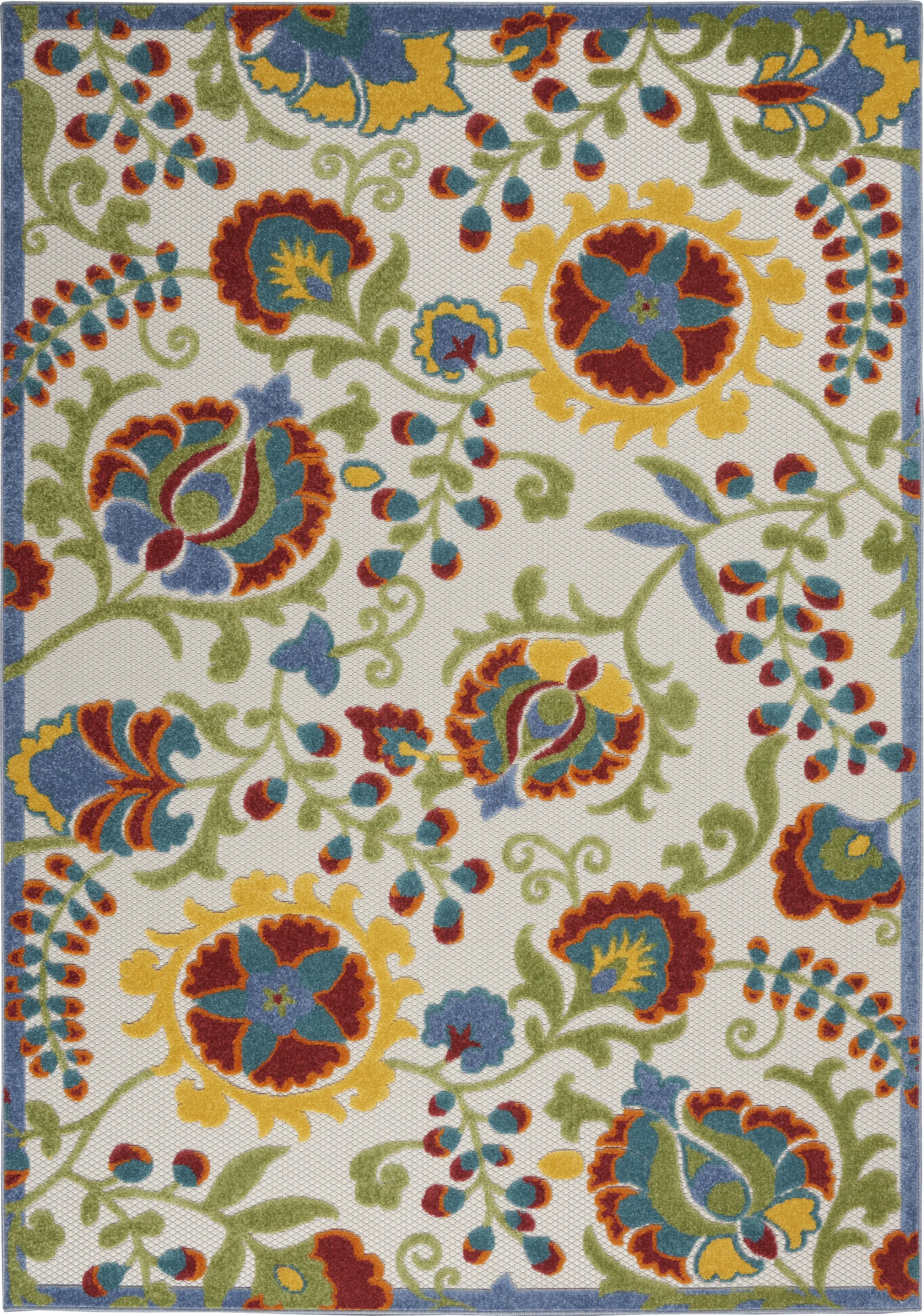 Jordonia Ivory/Multi 5'3 x 7'5 Indoor/Outdoor Rug - Thumbnail - Image 1