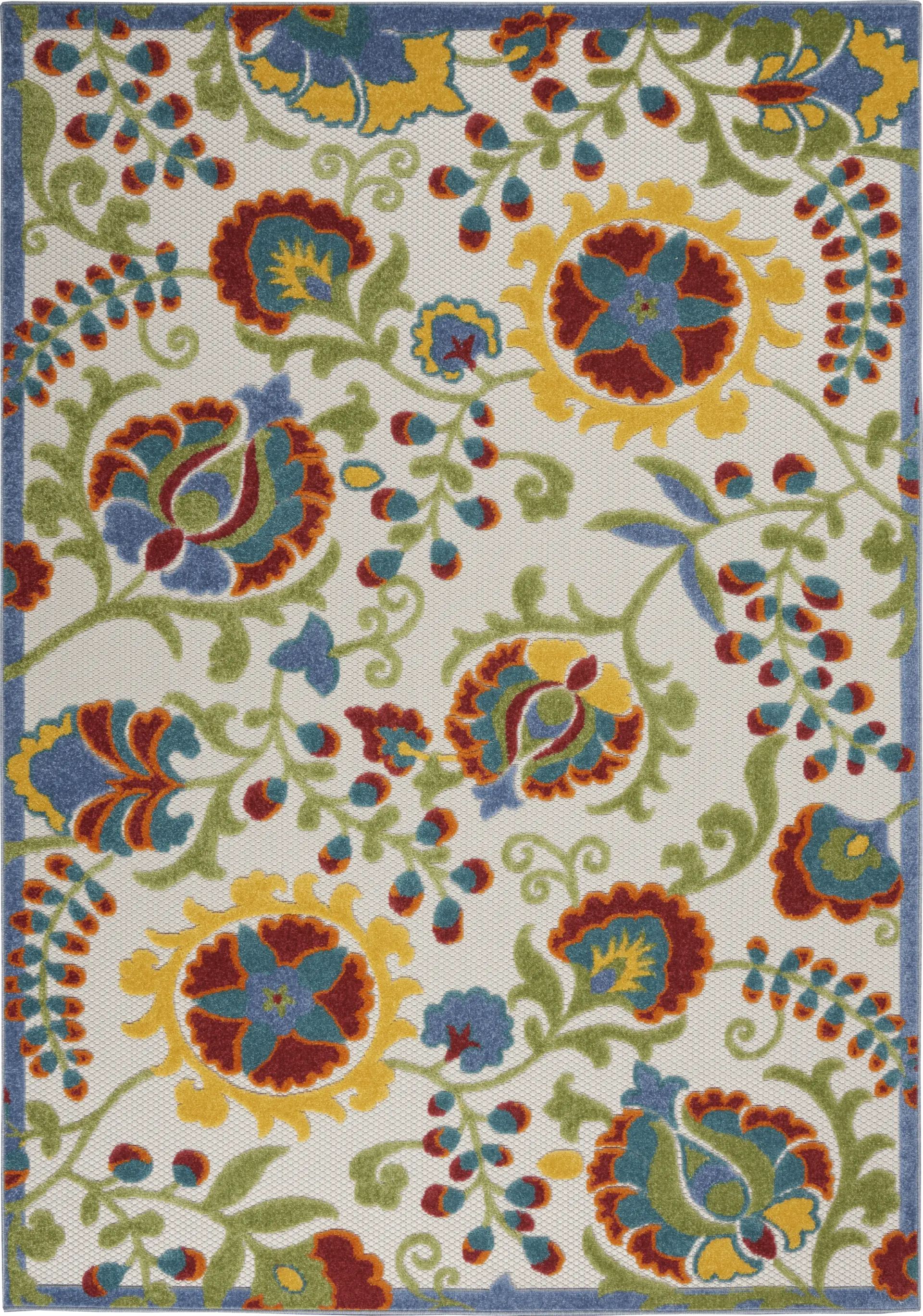 Jordonia Ivory/Multi 5'3 x 7'5 Indoor/Outdoor Rug