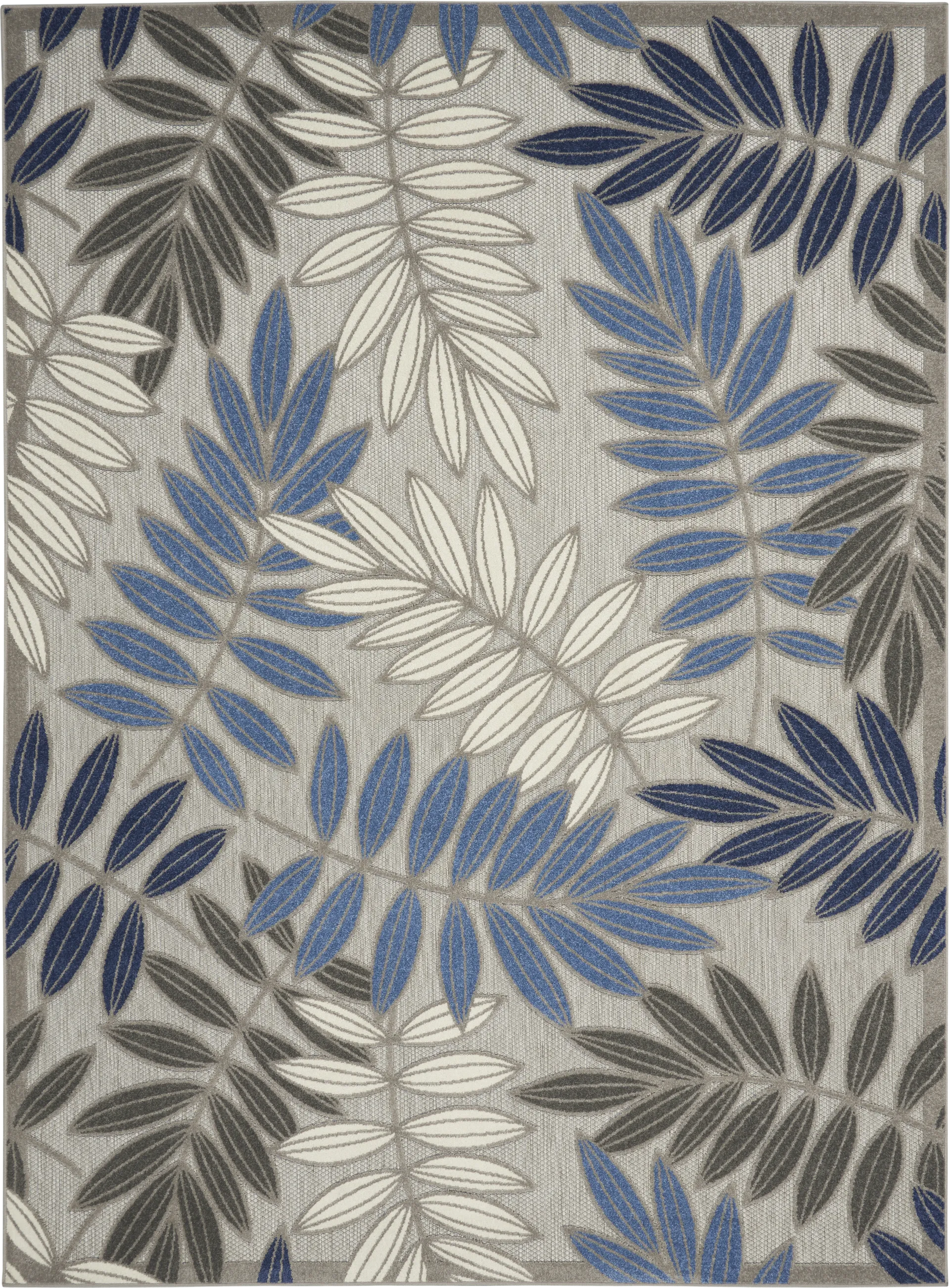 Krisiel Gray/Blue 7'10 x 10'6 Indoor/Outdoor Rug - Image 1