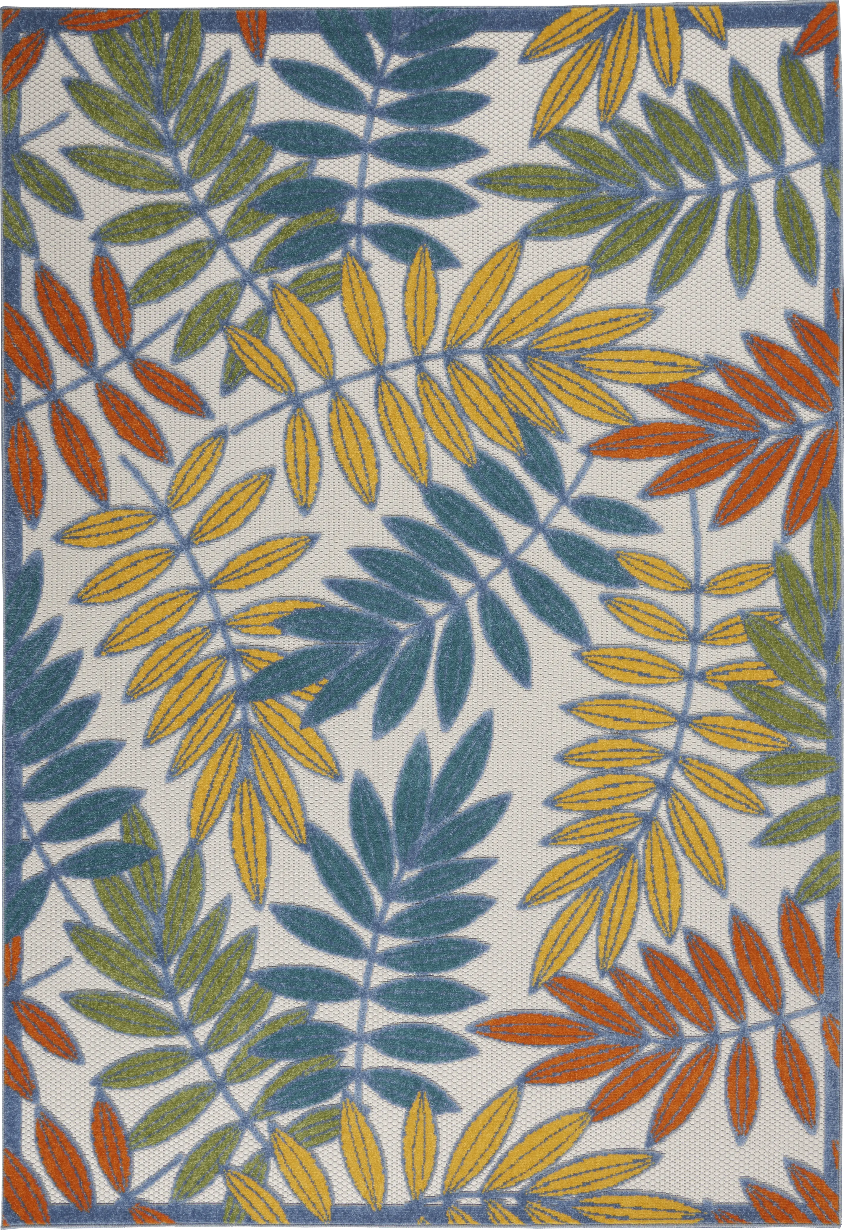 Krisiel Ivory/Multi 5'3 x 7'5 Indoor/Outdoor Rug - Thumbnail - Image 1