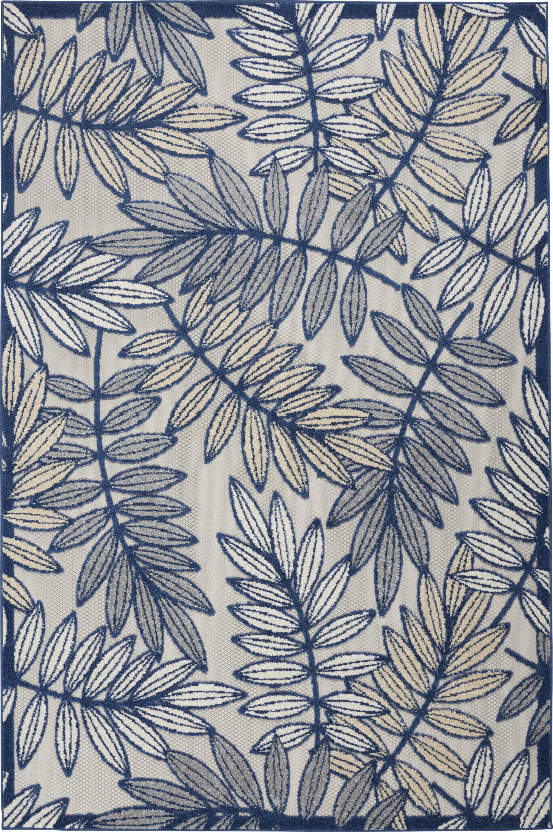 Krisiel Ivory/Navy 5'3 x 7'5 Indoor/Outdoor Rug - Image 1