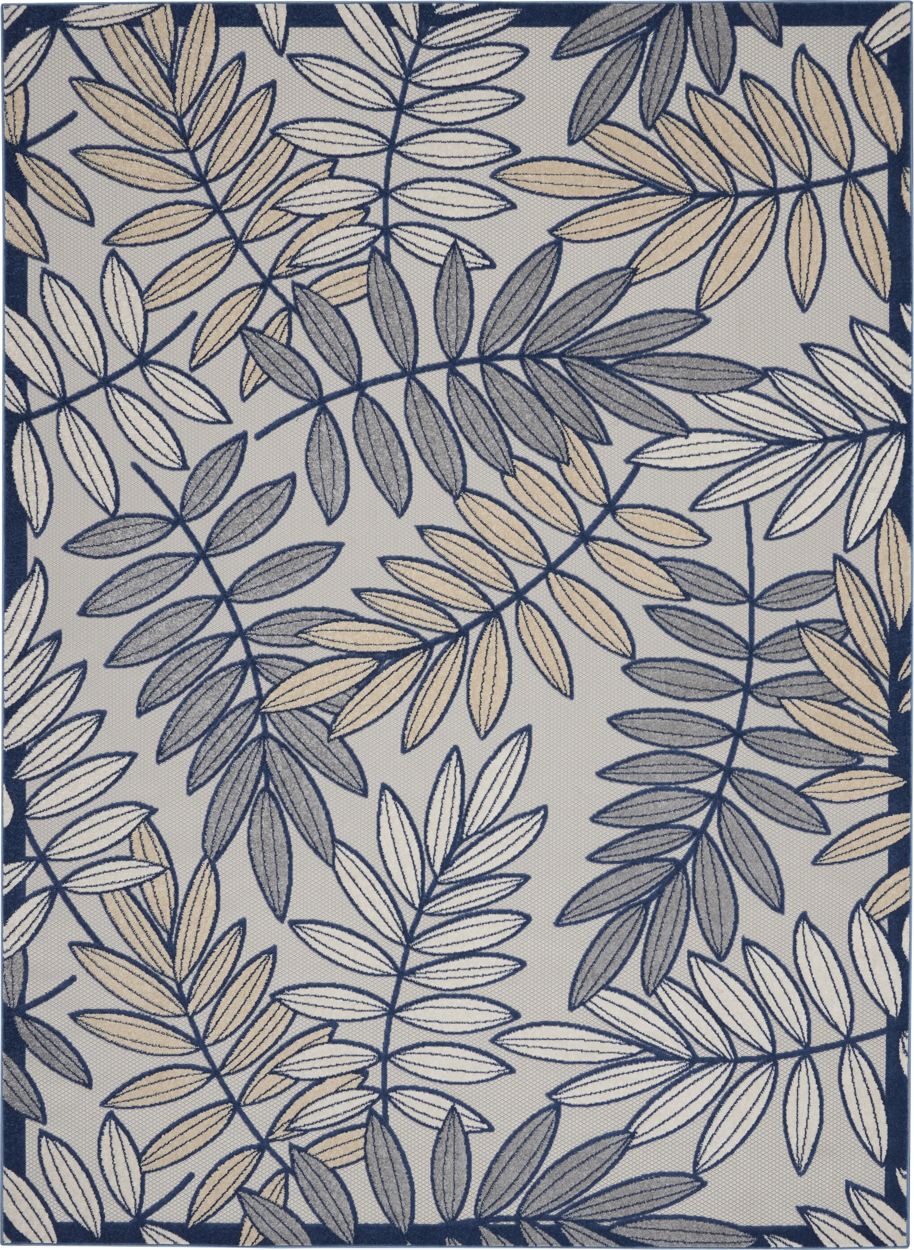 Krisiel Ivory/Navy 7'10 x 10'6 Indoor/Outdoor Rug - Thumbnail - Image 1