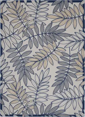 Krisiel Ivory/Navy 7'10 x 10'6 Indoor/Outdoor Rug