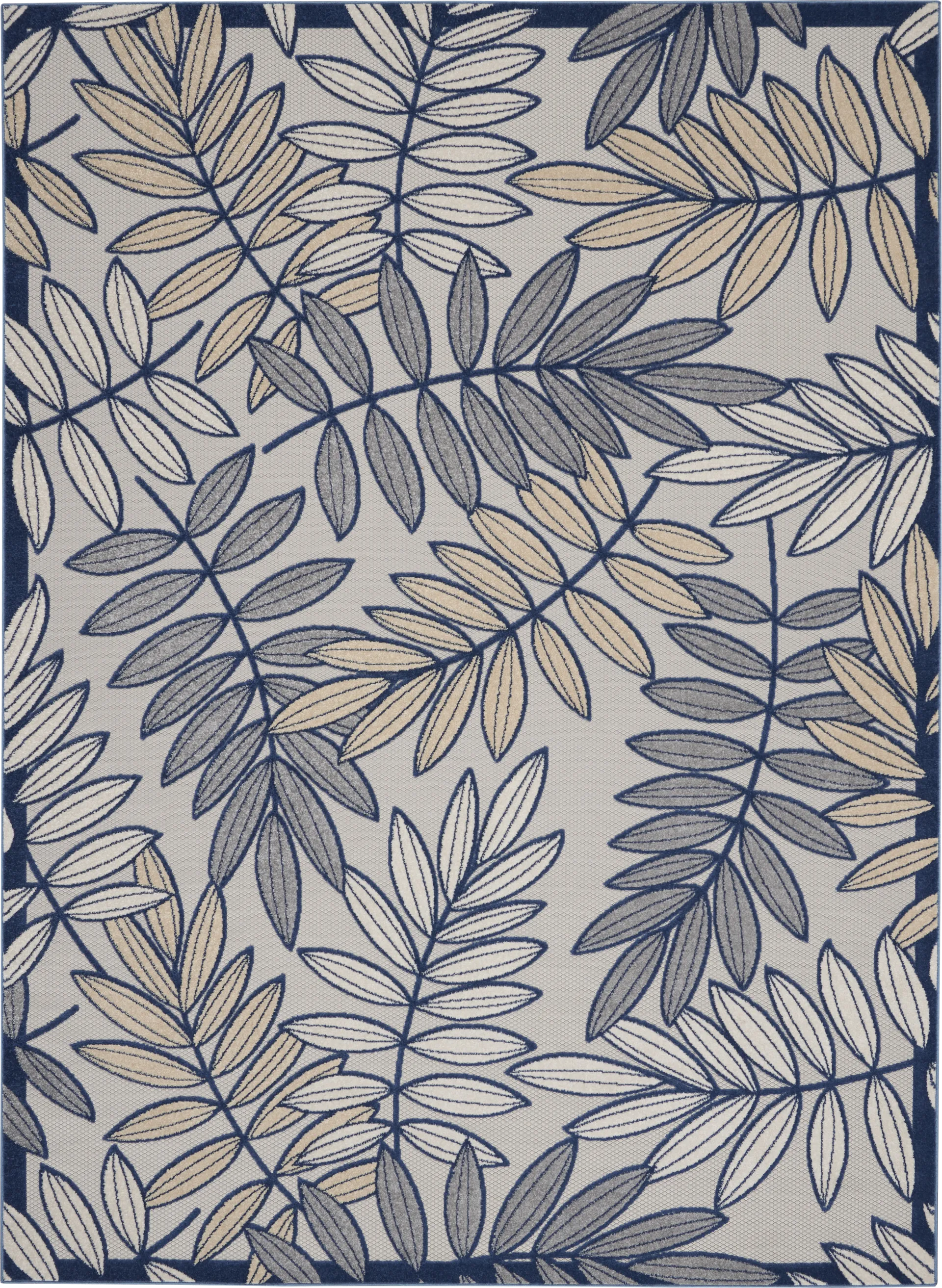 Krisiel Ivory/Navy 7'10 x 10'6 Indoor/Outdoor Rug - Image 1