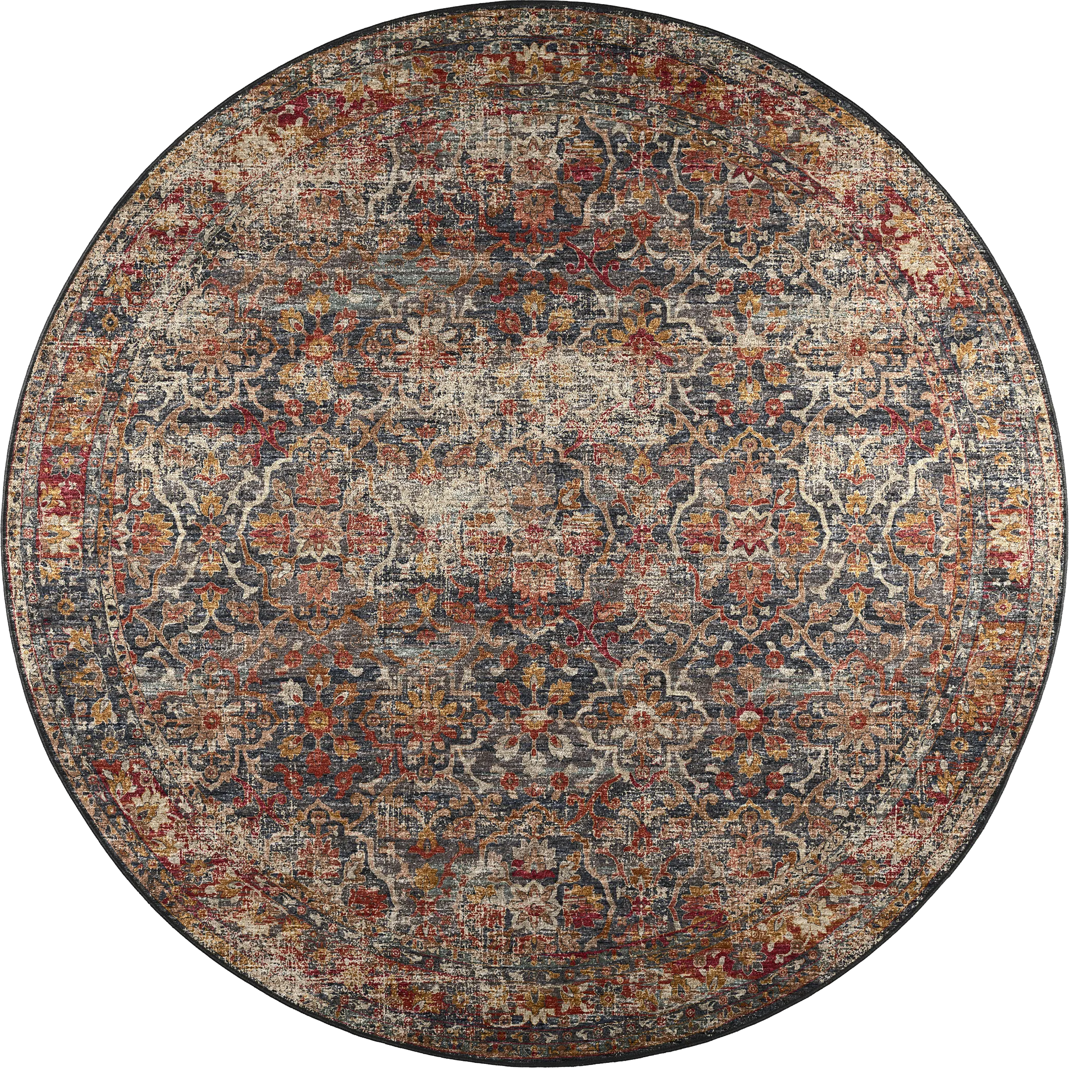 Kaypon Black/Multi 8' Round Rug - Thumbnail - Image 1