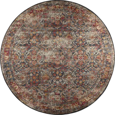 Kaypon Black/Multi 8' Round Rug