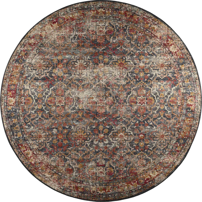 Kaypon Black/Multi 8' Round Rug
