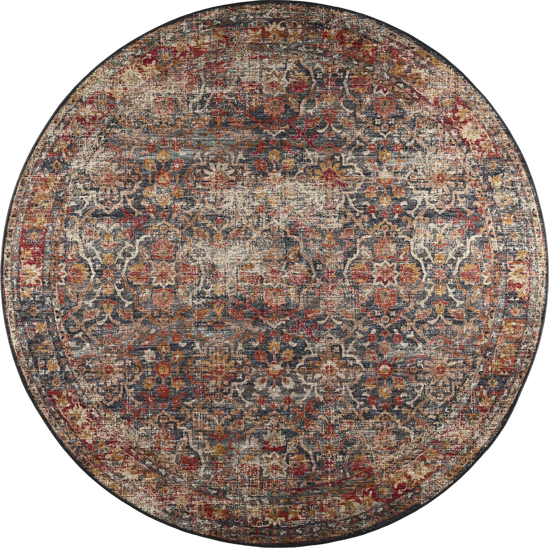 Kaypon Black/Multi 8' Round Rug