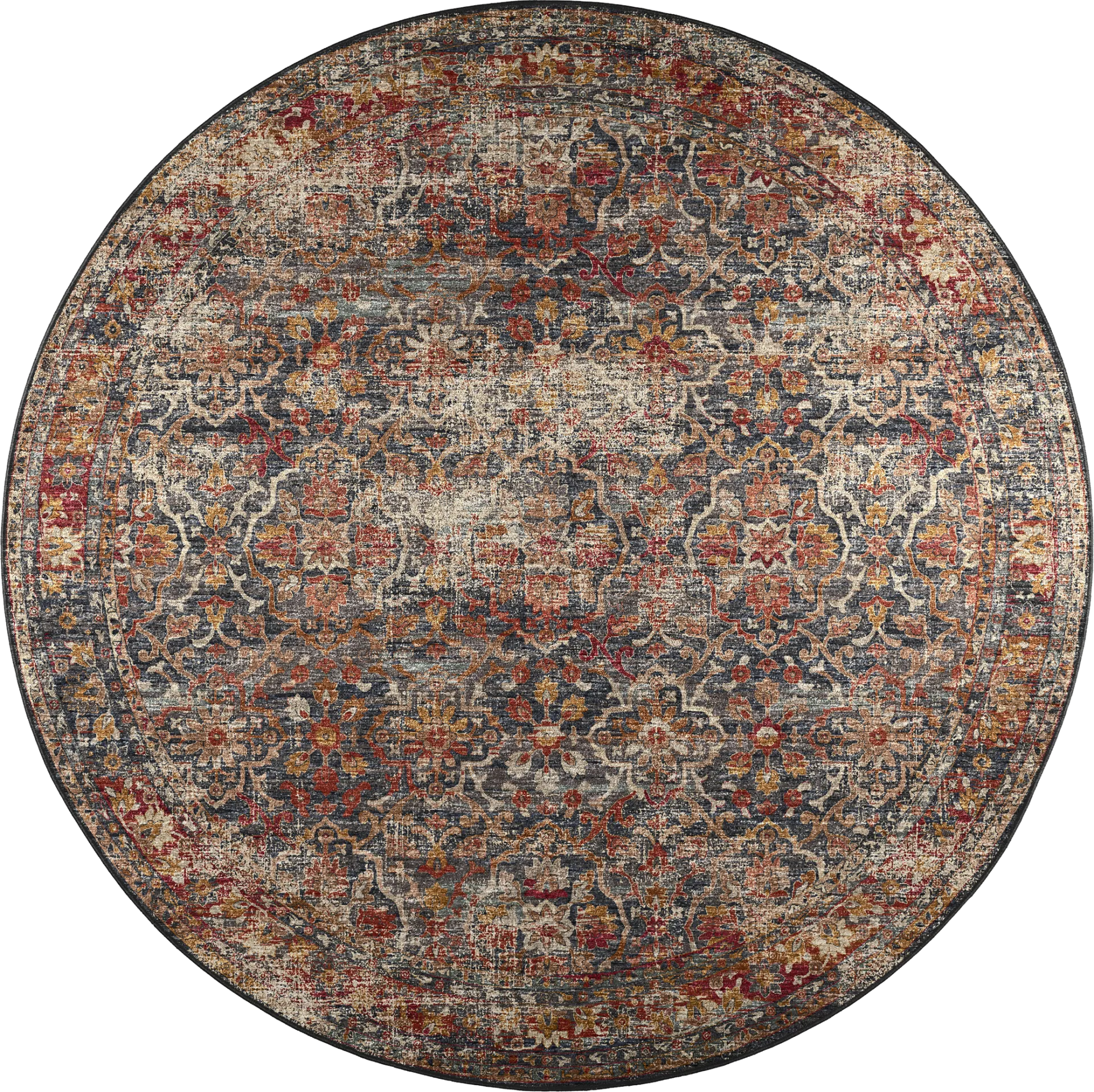 Kaypon Black/Multi 8' Round Rug - Image 1