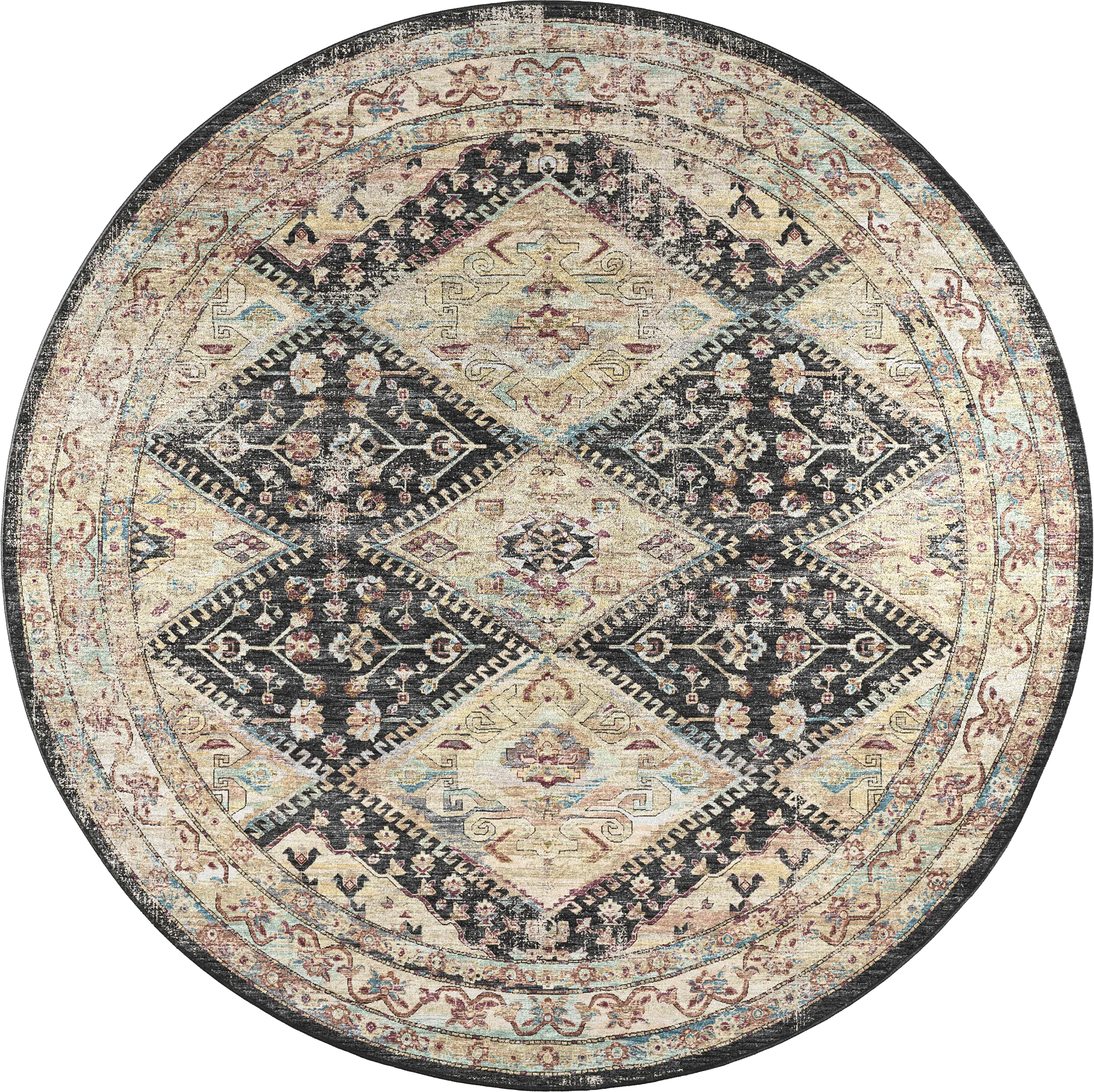 Malloroso Midnight/Multi 8' Round Rug - Thumbnail - Image 1