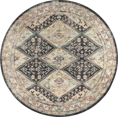 Malloroso Midnight/Multi 8' Round Rug
