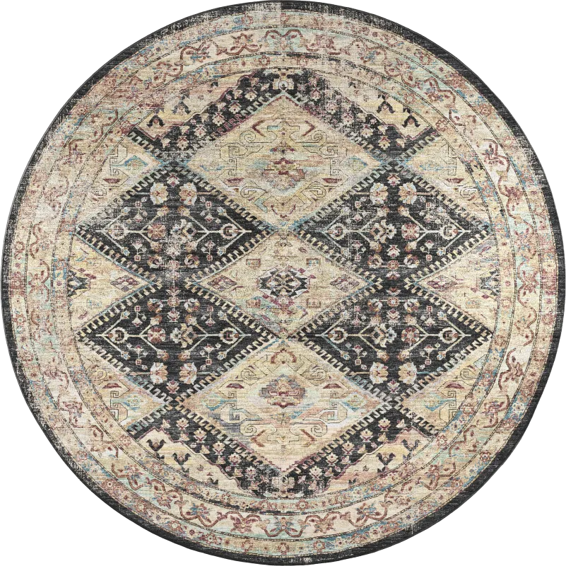 Malloroso Midnight/Multi 8' Round Rug