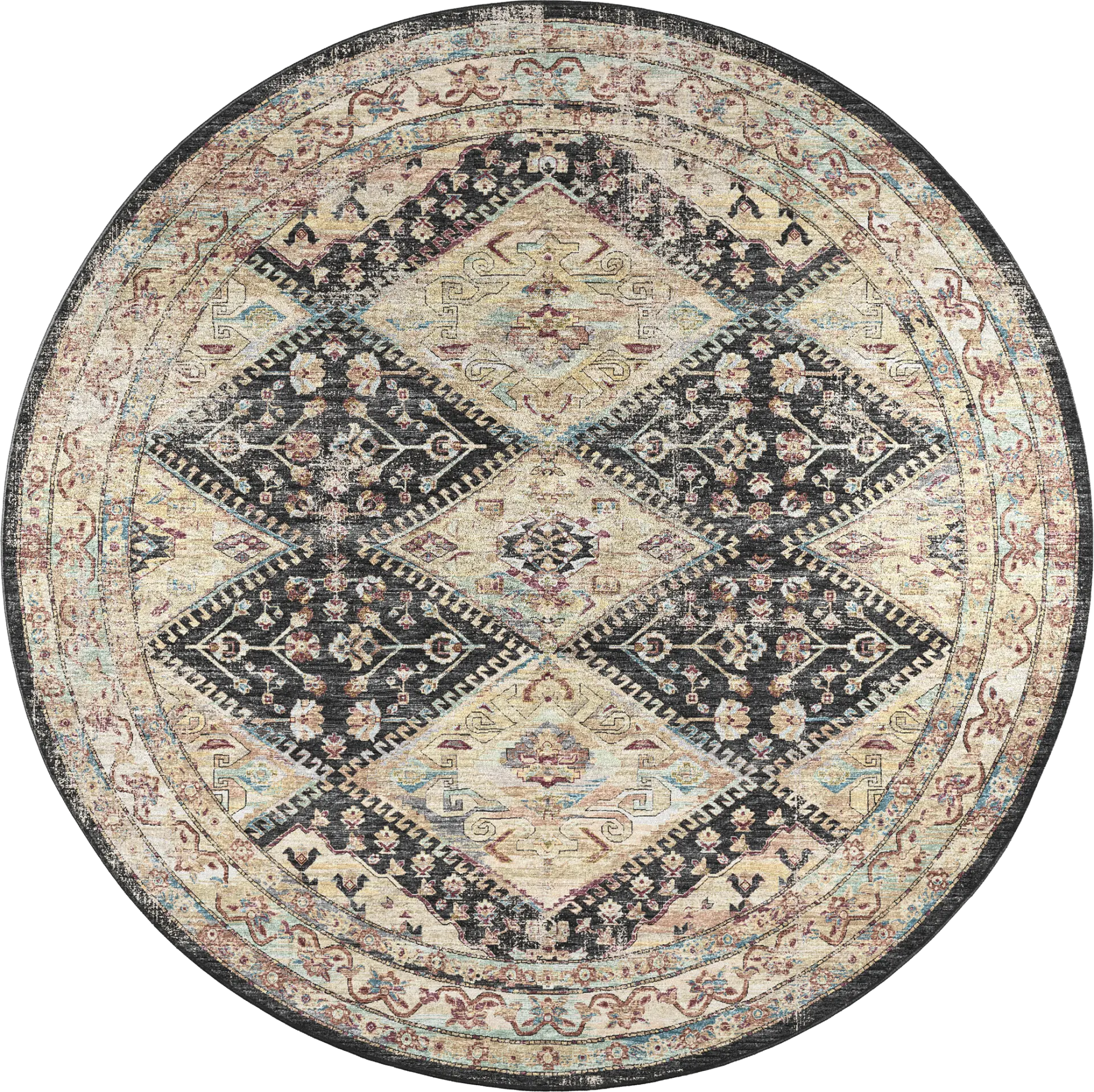 Malloroso Midnight/Multi 8' Round Rug