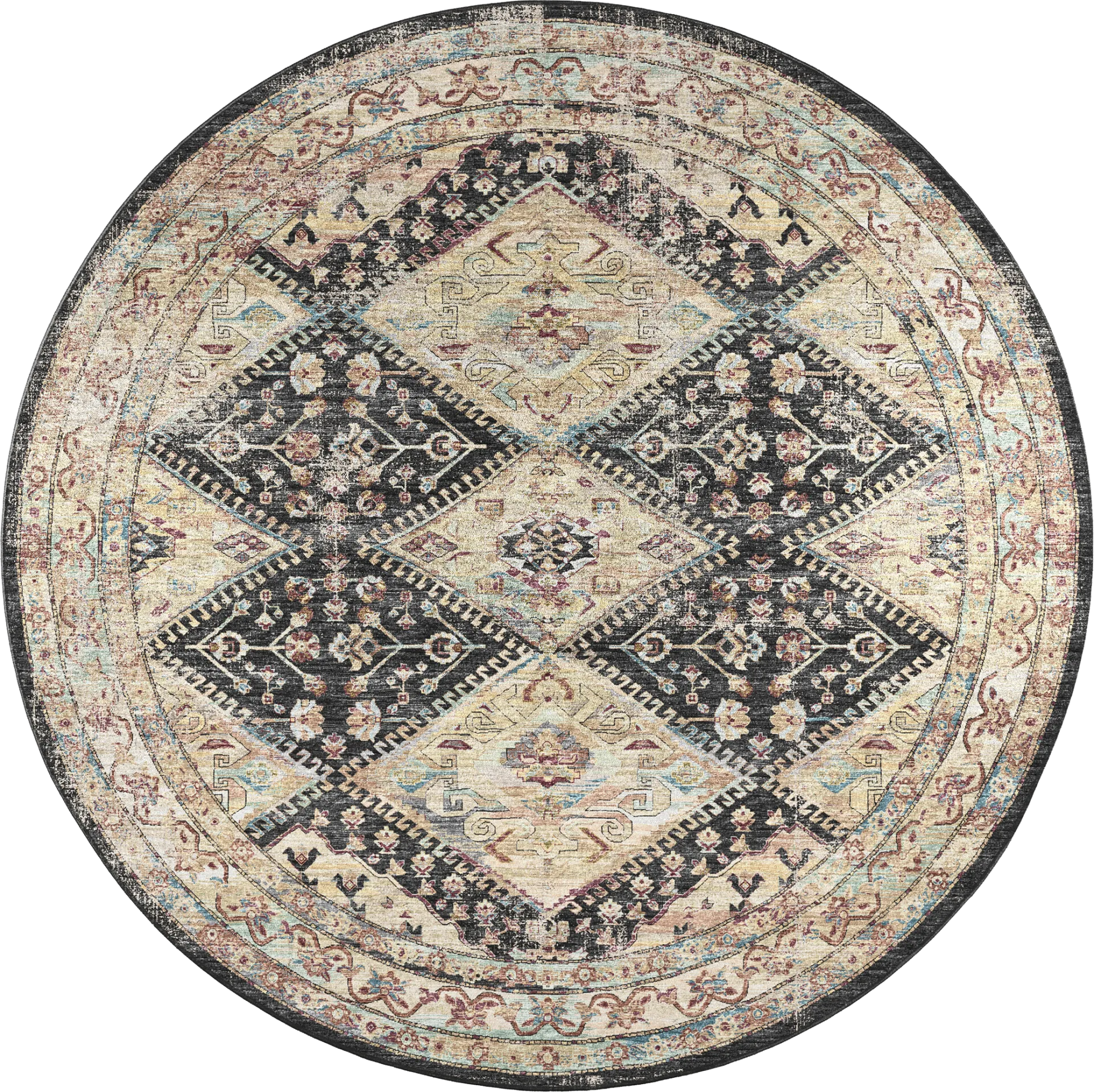 Malloroso Midnight/Multi 8' Round Rug - Image 1
