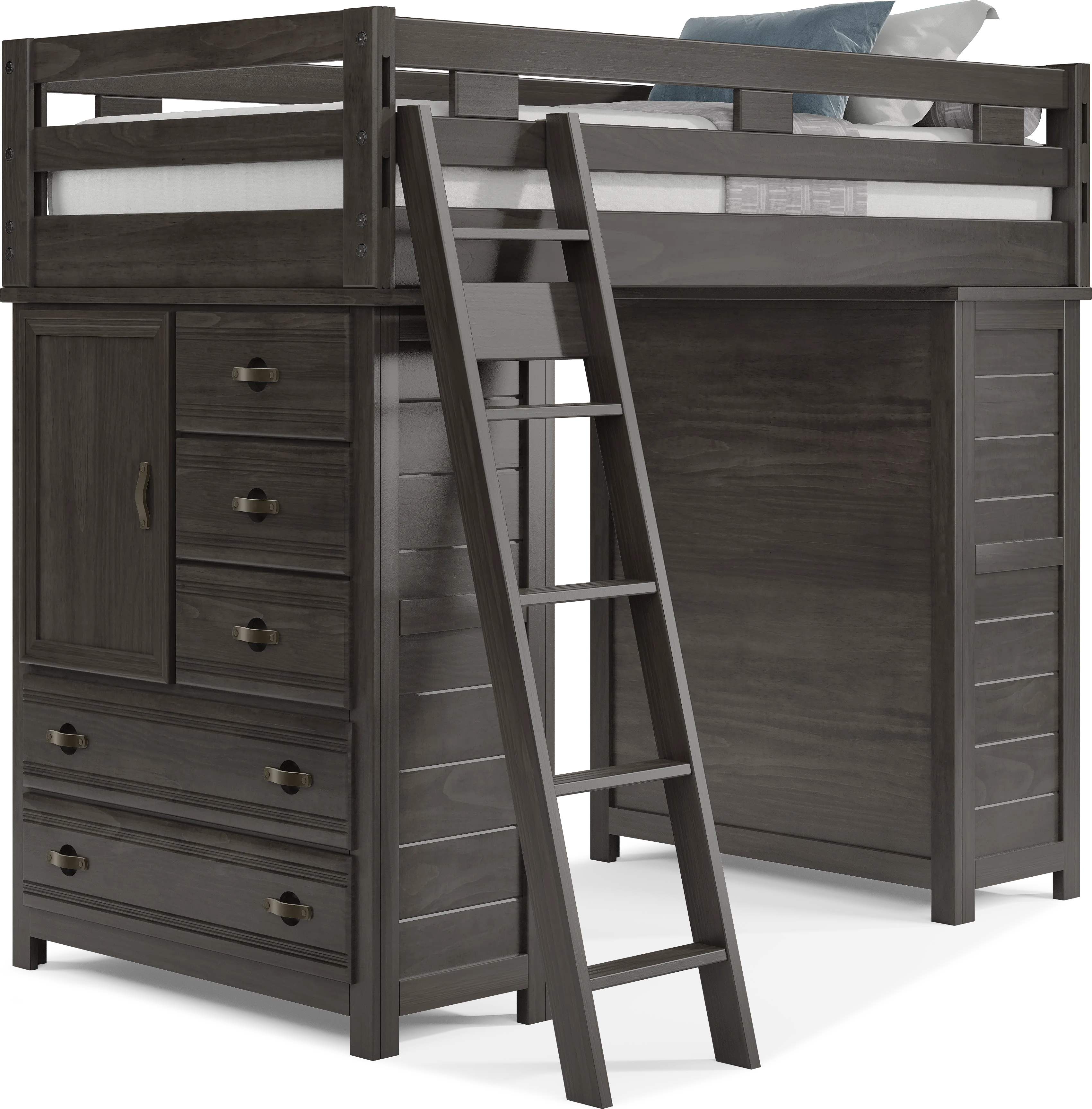 Kids Creekside 2.0 Charcoal Twin Loft with 2 Loft Chests - Thumbnail - Image 1